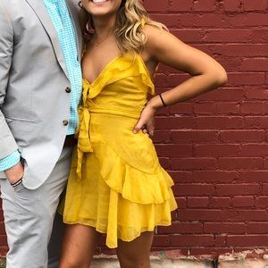 Yellow wrap dress